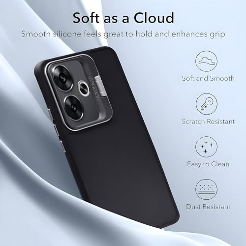 Image of A rtistque Silicone Back Cover Case for Infinix Smart 8 HD with Camera Stand | Shockproof TPU | Stylish Protective Design | Slim Fit | Ultra Matte |Infinix Smart 8 HD Back Cover - Black