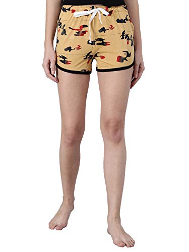 Image of KOTTY Yellow Printed Women Night Shorts (Yellow-32)