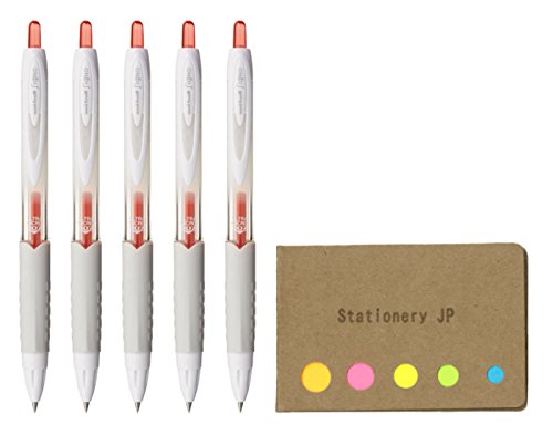 Signo 307 Retractable Gel Ink Pen, Ultra Micro Point 0.38mm, Red Ink, 5-Pack, Sticky notes Value Set