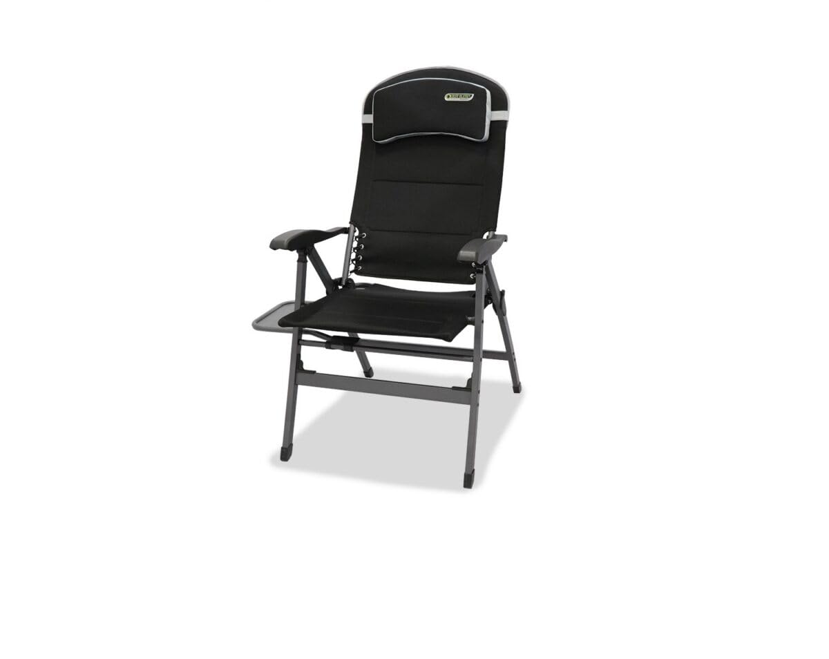 Quest Elite Vienna Pro Reclining Camping Chair with Side Table, Padded Foldable Outdoor Recliner, Adjustable Garden Patio Festival Chair, Heavy Duty Portable Comfort Seating