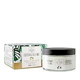 La formulación lujosamente rica y las propiedades hidratantes intensas de esta manteca corporal de coco y lima dejan tu piel suave y saludable y con un olor fresco, frutado y fragante.