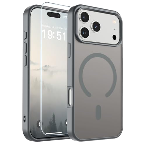 Image of SUPFINE Magnetic for iPhone 17 Pro Max Case (Compatible with MagSafe)(Military Grade Drop Protection) Translucent Matte Shockproof with Anti-Fingerprint Phone Cover,Gray