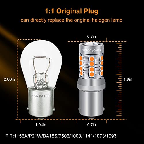 Holonyakoo 1156 Led Bulb 7506 P21W Ba15S 1003 1141 Led Bulb For Turn Signal Light Brake Lights Reverse Lights Parking Tail Lights Daytime Running Light Dc10-30V 1500K Yello(Set Of 2) #TOP6