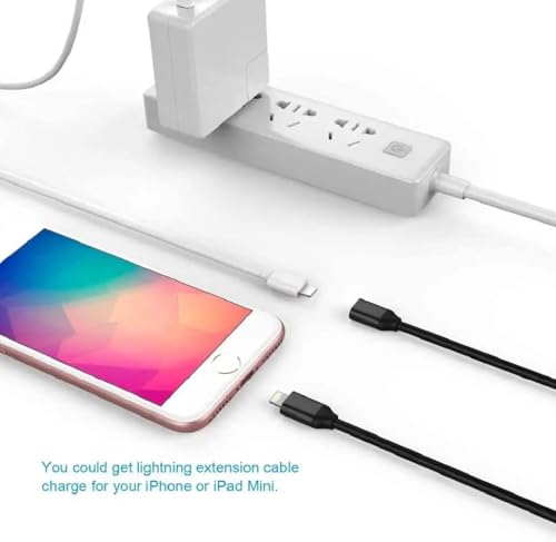 for iPhone Charger Extension Cable,6FT Lightning Extender Dock Cable Compatible with iPhone 14 Pro 13 Pro Max 12 11 X XR 8 7 6 Male to Female Cable Extension Adapter Cord Pass Video,Data,Audio Black - Image 7