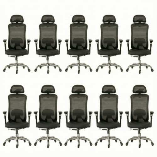 Image of HUANUO Ergonomic Office Chair with 6D Armrest, Seat Depth Adjustment, Lumbar Support, Quiet Rubber Caster, High Back Mesh Gaming Chair with 3D Headrest, Big and Tall Chair for Home Office, Pack of 10
