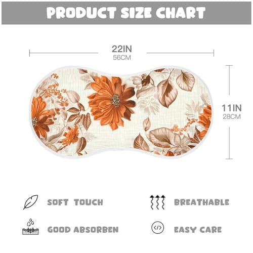2 Pack Baby Burp Cloths, Soft Absorbent Burping Cloths for Babies, Cotton Milk Spit Up Rags, Large Size for Newborns, Baby Boys and Girls (Autumn Blush Floral Pattern)4