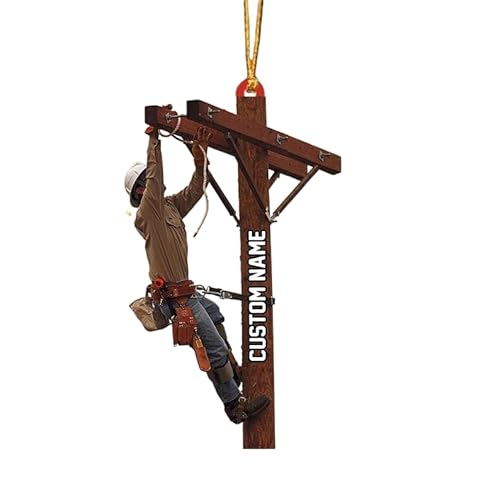 Lineman Outfit Personalized Keychain, Lineworker 2D Key Chain, Powerline Worker