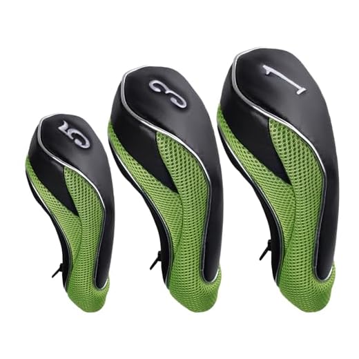 Andux Golf 460cc Driver Fairway Wood Club Head Covers with Zipper Closure Set of 3 Green