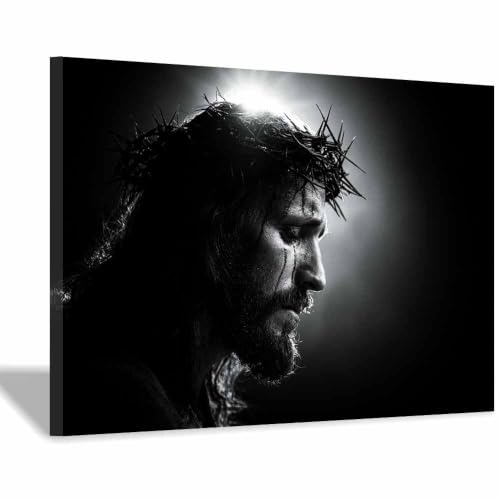 Tableau noir et blanc Jésus pour instaurer une atmosphère apaisante dans votre salon