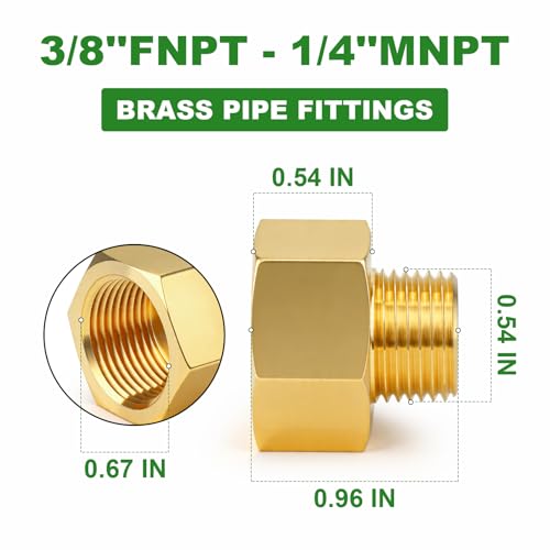 TAISHER 3PCS Brass Pipe Fitting, Reducer Adapter, 3/8" Female x 1/4" Male NPT Pipe by TAISHER - Used condition - Image 2