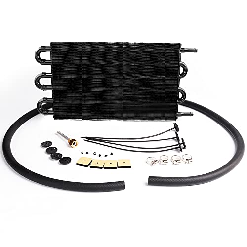 G-PLUS 6 Row AN6 Radiator Remote Aluminum Transmission Engine Oil Cooler + Hose/Mounting Kit