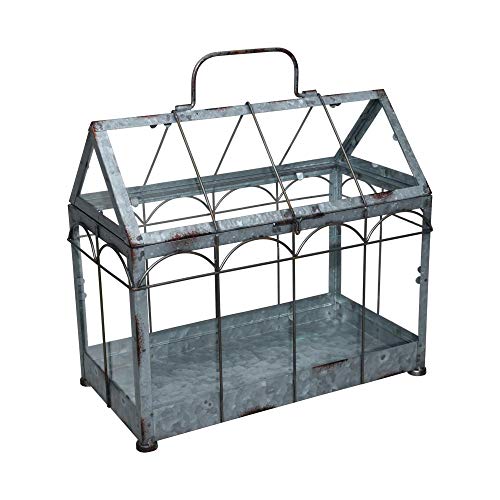 Esschert Design USA ZB22 Gewächshaus/Terrarium im Vintage-Look, silberfarben