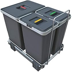 Mueble Basura Bajo Fregadero Cubo Metal Gris diferenciado extraíble Elletipi PF01 34B1 para base