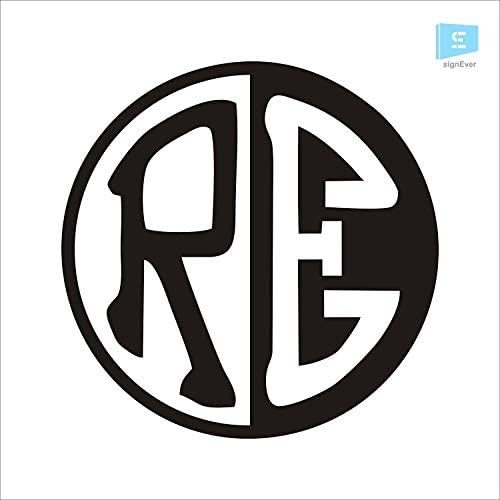 Re Logo Bike Stickers Compatible for Royal Enfield Bullet Classic 350,500 Sides Battery Cover Tank Vinyl Black Decals L x H 11.50 cm x 11.50 cm Pack of 2