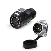 CNLINKO 8 Pin 15Amp Power Industrial Circular Connector, Male Plug & Female Panel Mount Receptacles Socket Jack, Rated 15amp, Outdoor Waterproof IP67, Easy Plug and Pull, AC DC