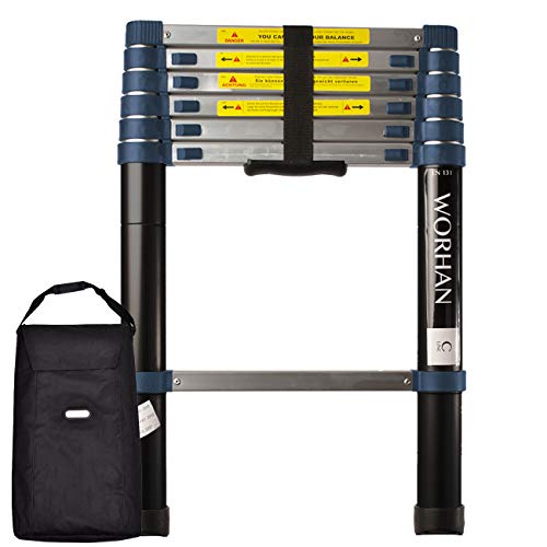 WORHAN® 2m TELESKOPLEITER ALULEITER ANLEGELEITER ALULEITER ALU TELESKOP LEITER MULTIFUNKTIONS LEITER 200cm 1K2C+bag
