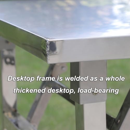 Portable Stainless Steel Folding Work Table - Outdoor Camping Barbecue Table, Space-Saving Metal Design, No Assembly Needed, Perfect for Factory & Backyard Use (90x60x75cm)