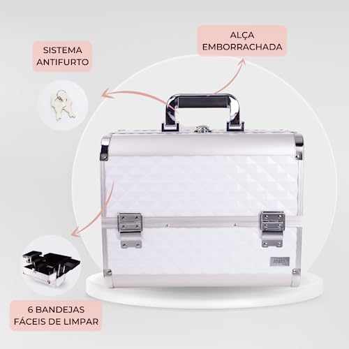 Maleta De Maquiagem Profissional Anna Make Grande Vazia - Branca