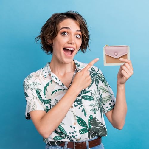 Womens Wallet, PU Leather Credit Card Holder for Women and Girls, Bifold Card Holder Wallet with Zipper Pocket, Cute Credit Card Wallet for Cards, Receipts, Cash (pink)4