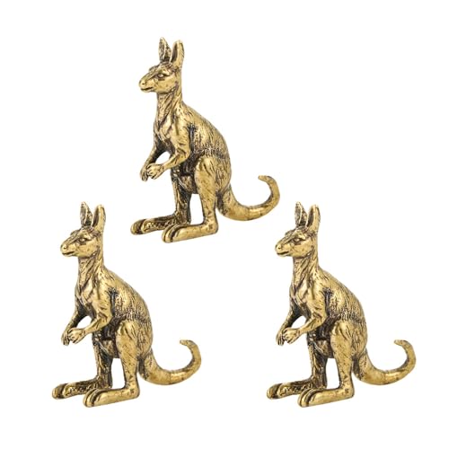 Figuritas mini canguro vintage de latón, set 3 piezas miniatura 1