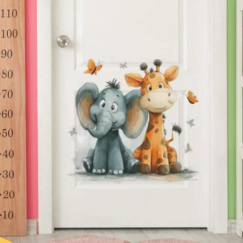 Vinilos decorativos infantiles de jirafa y elefante acuarela miniatura 5