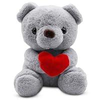 9.8 '' Teddybeer Met Roos, Zachte Pluche Beer Pop Knuffeldier Speelgoed Valentijnsdag Decor Geschenken Voor Haar Vriendin Minnaar Moeder Kinderen Grijs