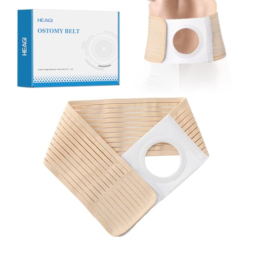 Heagimed Cinturón de Ostomía Unisex, Elástica Ostomía Hernia Cinturón Colostomía Soporte Transpirable Con Abertura Cinturón Colostomía Accesorios, Ostomía Abdominal Brace Cinturón（L）