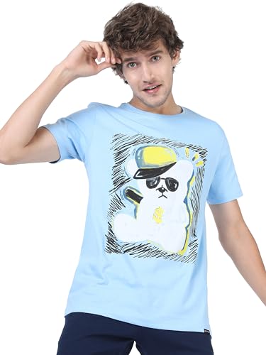 Image of KETCH Men Cotton Slim Fit Printed Half Sleeve T-Shirt
