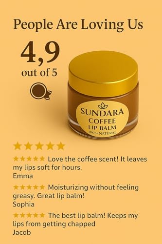 Image of SUNDARA Coffee Lip Balm 8g for Dry & Chapped Lips | Shea Butter, Vitamin E & Natural Oils | Deep Moisturizing Lip Care for Soft, Smooth & Nourished Lips | Coffee Flavor Lip Balm for Men & Women