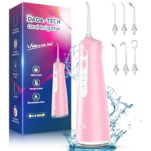 Water Flosser for Teeth Cordless Electric Oral Irrigator Portable Dental Cleaner Picks with 8 DIY Modes 7 Jets 300ml Tank Braces Flossers Rechargeable (Pink)