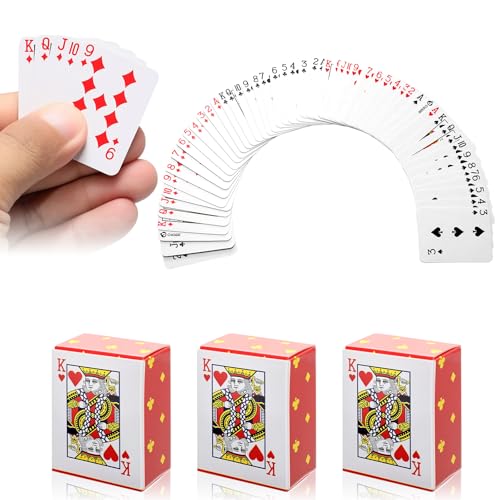 Aphrordity 3 Pack Small Deck of Cards, Fun & Portable Smal Playing Cards for Travel, Camping, Parties, Cute & Durable 1.18 x 1.57 Inch Deck, Perfect for Game Nights with Friends & Family
