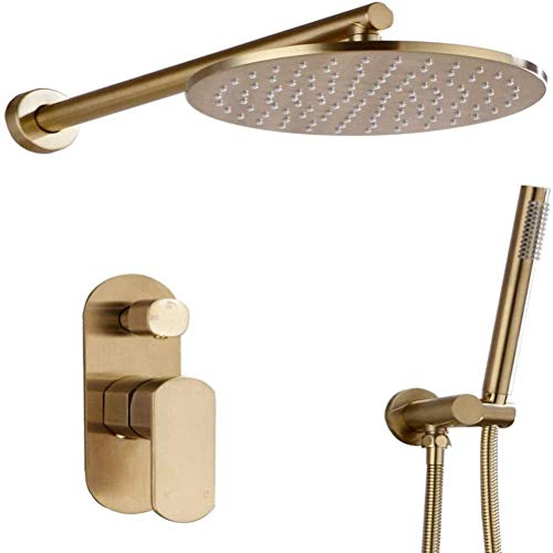 Douche dissimulée en laiton massif or brossé pour mur m