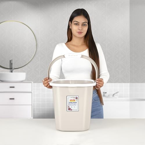Image of RATAN PLASTICWARE Premia Bucket (18L X 1) - Desert Rose|Light Weight and Easy to Carry|Perfect for Use in Bathrooms, Kitchen & Wet Utility Areas