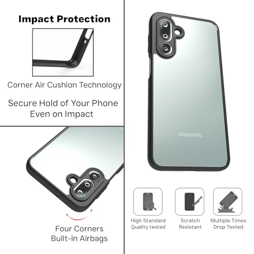 Image of RIGGEAR Shockproof Sleek Hybrid Armor Back Cover Case for Samsung Galaxy M36 5G / F36 5G (Clear PC + Black TPU Bumper)