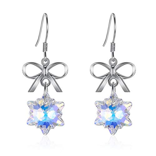 Boucles d'oreilles flocon de neige en argent 925 et cristaux d'écrin