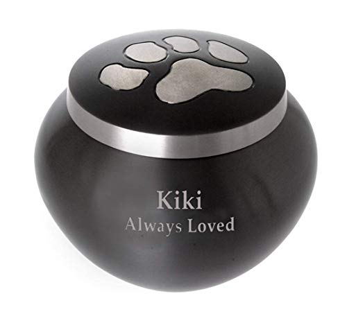 Memorial Gallery Custom Pet Cremation Personalized Brass Urn with Silver Paw Prints, Small
