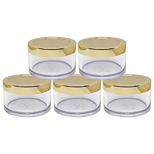 Image of Zenvista 15gm Acrylic Shan Jars, With Very Beautiful Gold Lids, for Creams, Face gels & Lip Balms, (Pack of 5