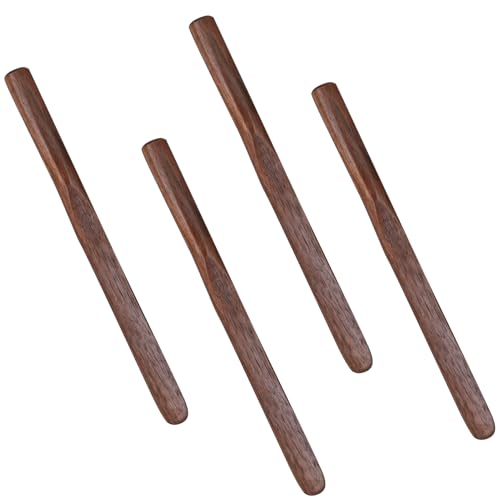 4 PCS Black Walnut Wood Coffee Stirrers 6″ Reusable Multifunctional Wooden Coffee Stirrers for Coffee Milk Oatmeal Jam Jelly Peanut Butter Spreader, 6