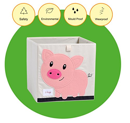 Dodymps Foldable Animal Canvas Storage Toy Box/Bin/Cube/Chest/Basket/Organizer For Kids, 13 Inch (Pig) #TOP1