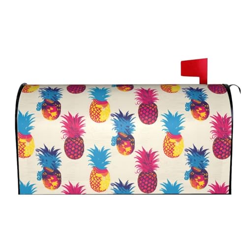 Image of Hawaii Tropical Pineapples Mailbox Cover Magnetic Summer Waterproof Mailbox Wraps Post Letter Box Decor 25.5x21 in