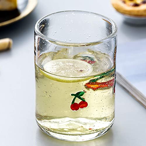 Bubble Juice Glasses 15.4 Oz. Set Of 4 From 1500 C Tabletop Hand Blown Drinking Glassware Water Tumblers Clear With Fruits Pattern Pineapple For Everyday Water Juice Milk Beer Ice-Beverage #TOP3