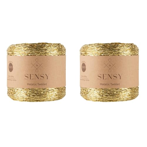 2 Skeins of Sensy Premium 350 Yards Metallic Twisted Twine Cord (Gold)