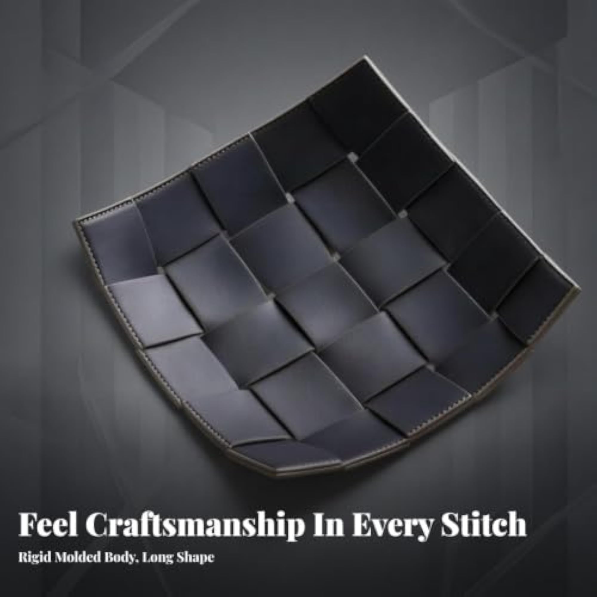 Decorative Leather Tray with Interwoven Design