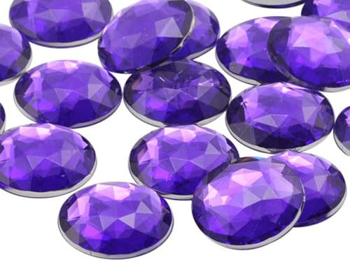 Allstarco 25mm (1") Purple Violet Round Acrylic Gems, 20 PCS
