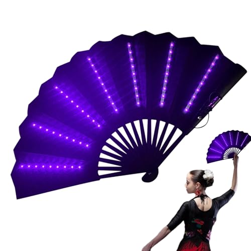 JIEBWCHA Ventilador De Mano LED 60 * 33cm Lumi na El Ventilador De Mano Plegar Fácil De Empacar Portátil Accesorios De Carnaval Para Danza Del Vientre Actuaciones Para Carnaval Fiesta