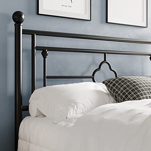 Hoomic 14 Inch Queen Size Metal Platform Bed Frame With Vintage Headboard And Footboard/Mattress Foundation For Storage/No Box Spring Needed/Easy Assembly/Black #TOP3