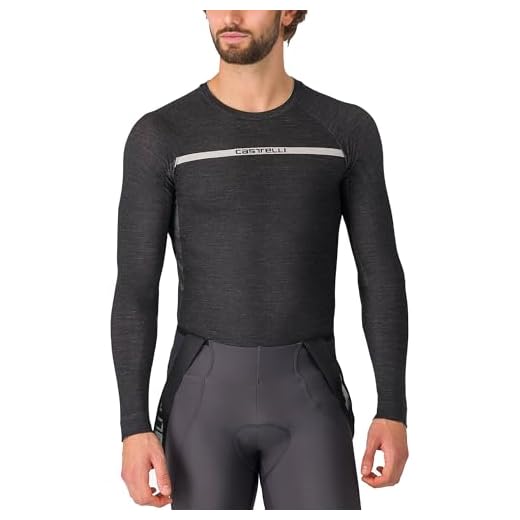 CASTELLI Men’s Merino Seamless Baselayer, Long Sleeve Merino Wool for Road Cycling & Gravel Biking - Black - XX-Large
