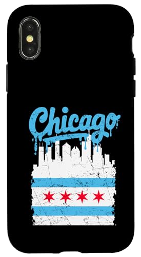 Drapeau de Chicago Vintage Drip Distressed USA City Pride Coque pour iPhone X/XS