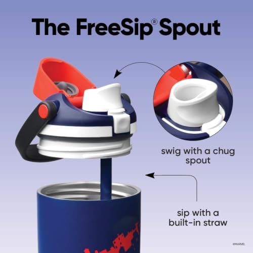 Image of Owala Spiderman FreeSip Sway Insulated Stainless Steel Water Bottle with Two-Way Spout, Built-In Straw and Bucket Handle, School, and Sports, 30oz, BPA Free, Leak Proof, Swing of Things