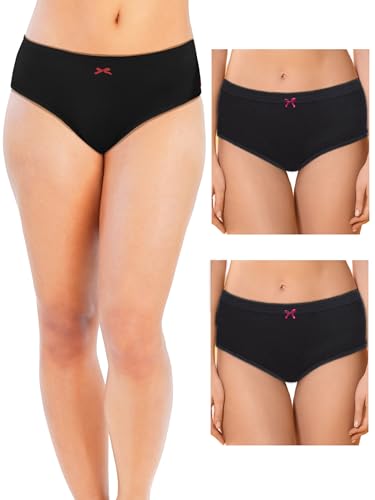 Image of DChica Cotton Panties for Women, Comfortable Mid Waist Hipster Panty with Stretchable Waistband Full Coverage Breathable Underwear /Briefs for Ladies